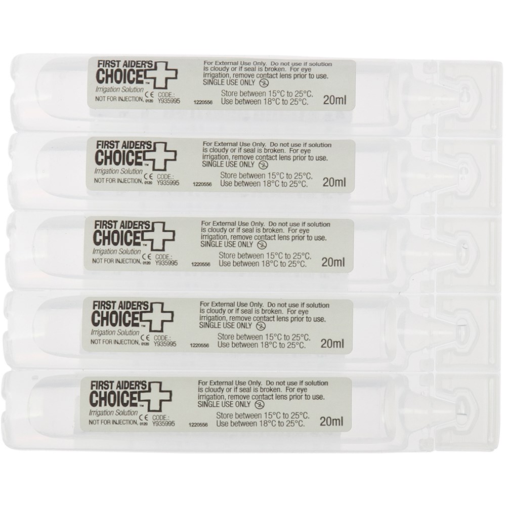First Aider's Choice sterile eye wash pods, 5 x 20ml