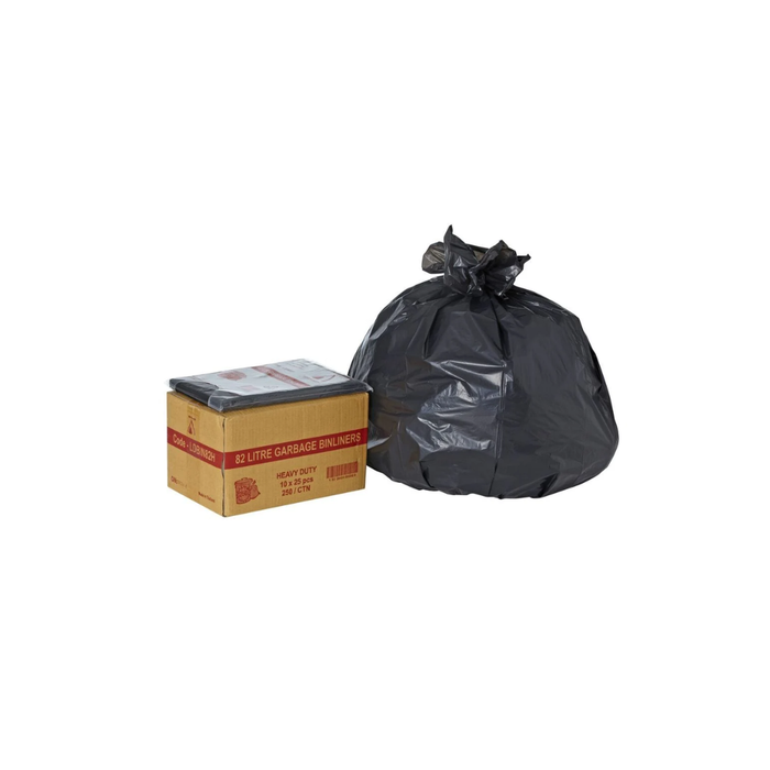 82L black heavy duty bin liner, carton of 250