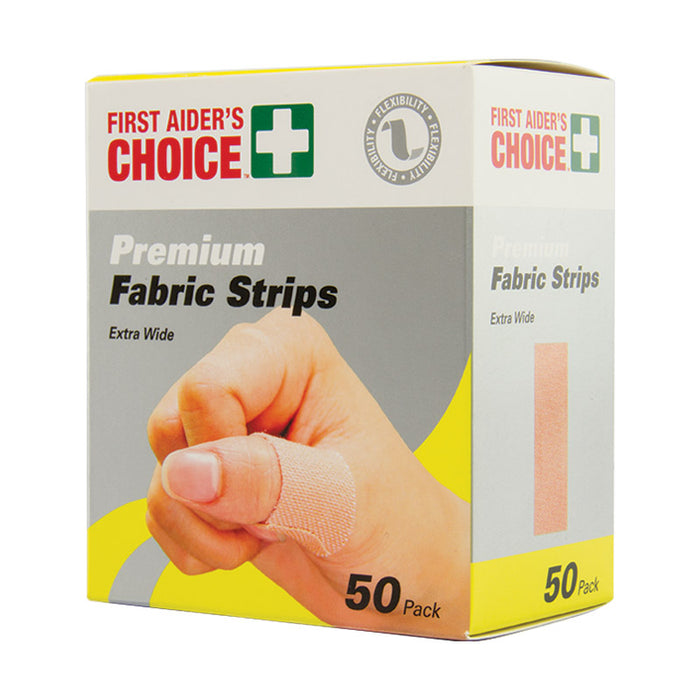 First Aiders Choice premium fabric strips, extra wide, 50 pack