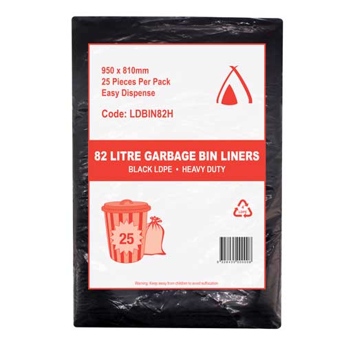 82L black heavy duty bin liner, carton of 250