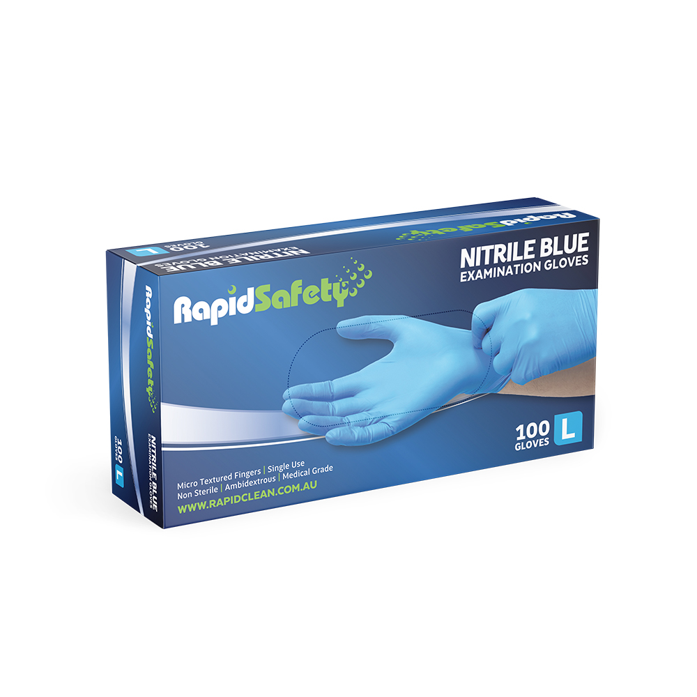 RapidSafety Nitrile Blue Gloves, XLarge