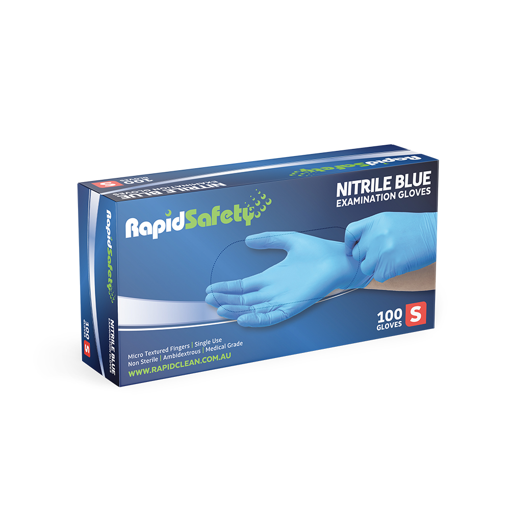 RapidSafety Nitrile Blue Gloves, XLarge