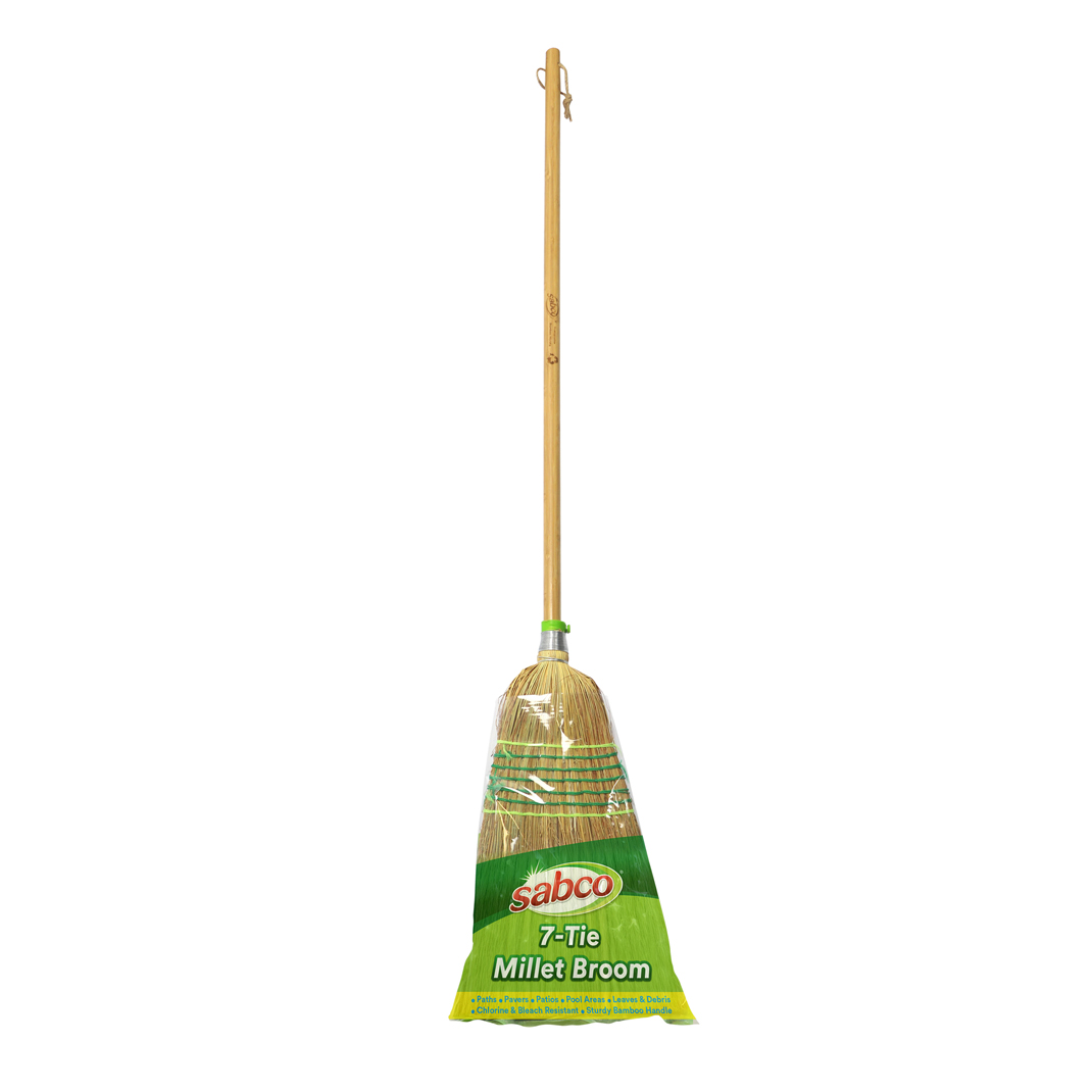 Sabco 7 Tie Millet Broom with bamboo handle