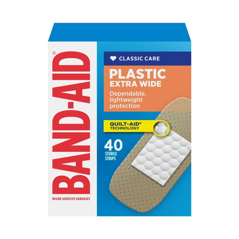 Band Aid Plastic Extra Wide Strips 40 Pack