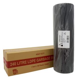 240L Black Heavy Duty Bin Liner ROLL of 100